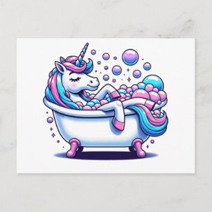 Reizvolles Einhorn in einer Badewanne Postkarte