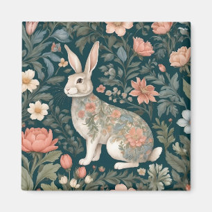 Reizvolles Kaninchen William Morris inspirierte Bl Magnet