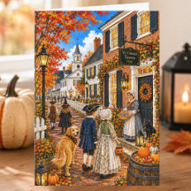 Reizvolles koloniales Herbstdorf Frohes Halloween