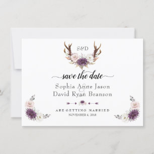 Reizvolles Rosa Erröten Florales Geweih Save The D Date
