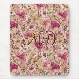 Reizvolles rosa Patchwork-Blumenmuster Mousepad