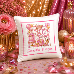 Reizvolles Roségold Glitzer 30. Geburtstag Kissen