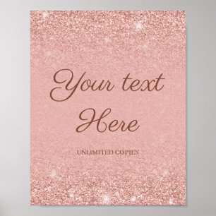 Reizvolles roségoldenes glitzerndes Hochzeits-Schi Poster