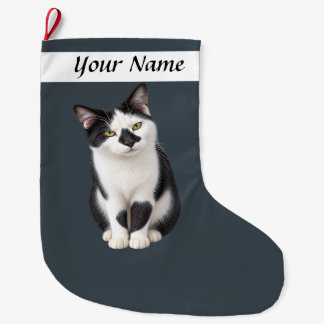 Reizvolles Tuxedo-Hauskatze-Kätzchen Großer Weihnachtsstrumpf