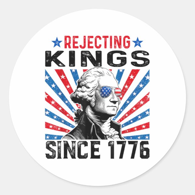 Rejecting Kings Since 1776 Distressed Usa Flag Vin Runder Aufkleber (Vorderseite)
