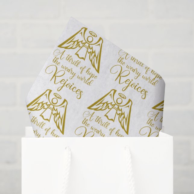 Rejoice Angel Elegant Gold Religious Christmas Seidenpapier (Geschenktüte)