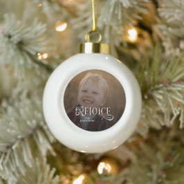 Rejoice Christian Religious Merry Christmas Photo  Keramik Kugel-Ornament