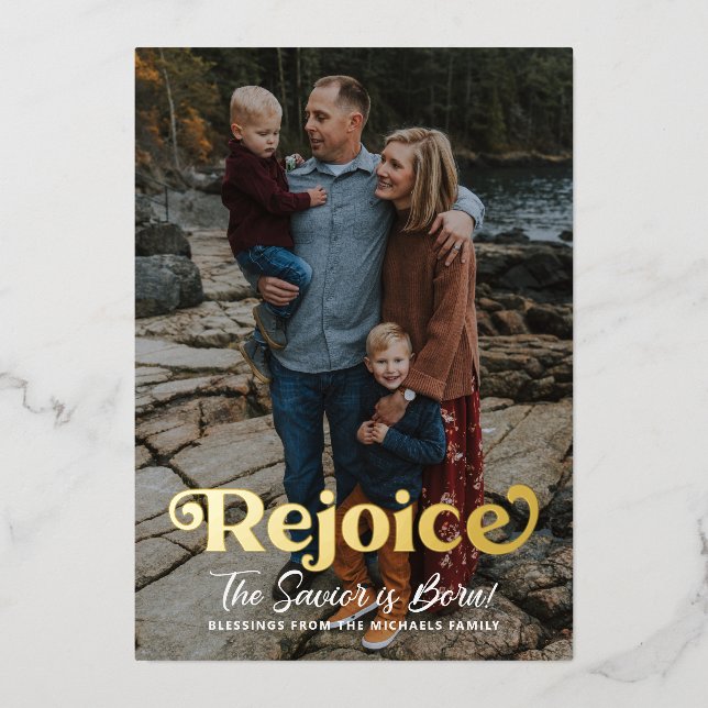 Rejoice Religieux Noël Carte Foil (Recto)