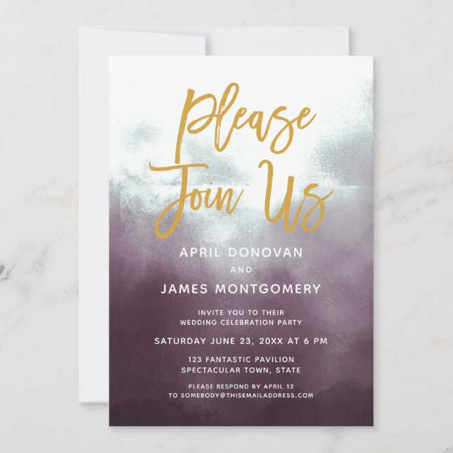 Rejoignez-nous Faire-part de mariage de typographi (Devant)