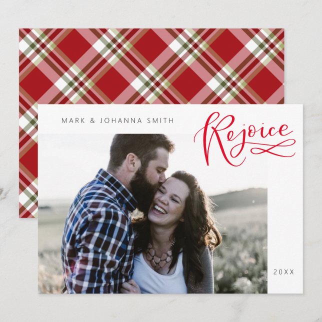 Réjouissez-vous de la carte de vacances de Noël re (Devant / Derrière)