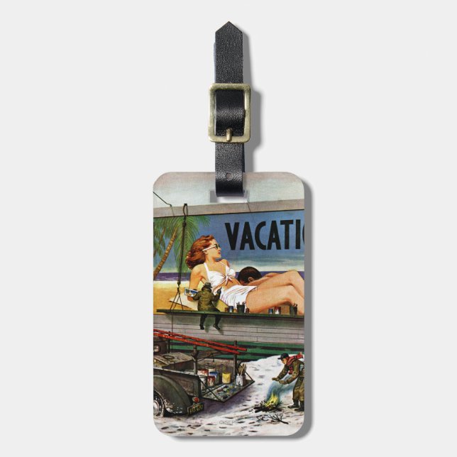 Reklametafeln im Winter von Stevan Dohanos Gepäckanhänger (Vorderseite vertikal)