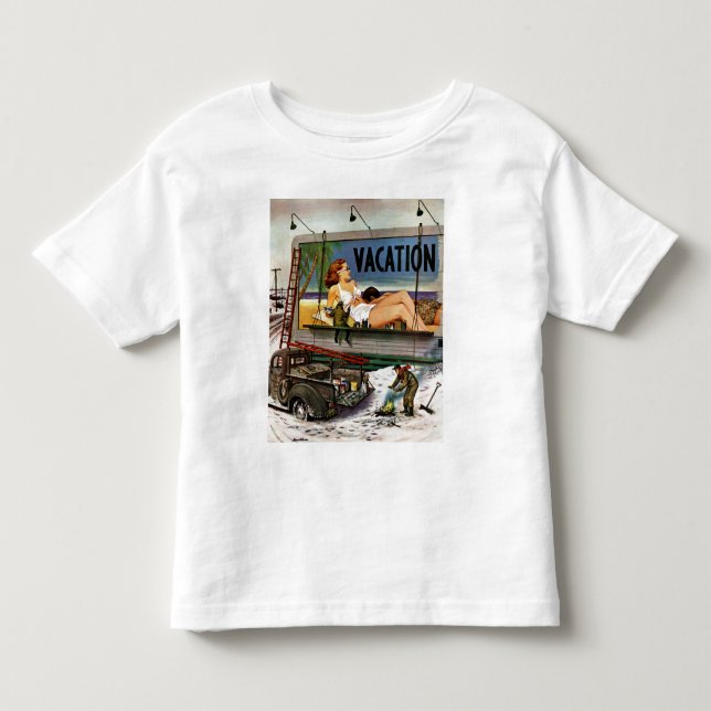 Reklametafeln im Winter von Stevan Dohanos Kleinkind T-shirt (Vorderseite)