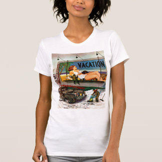 Reklametafeln im Winter von Stevan Dohanos T-Shirt