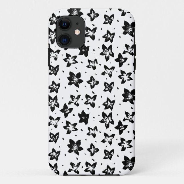 Rekonstruiertes Blumenmuster - Achromatische Goth Case-Mate iPhone Hülle (Rückseite)