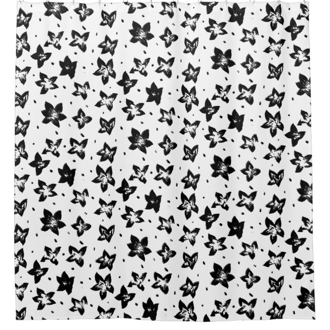 Rekonstruiertes Blumenmuster - Achromatische Goth Duschvorhang (Vorderseite)