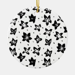 Rekonstruiertes Blumenmuster - Achromatische Goth Keramik Ornament