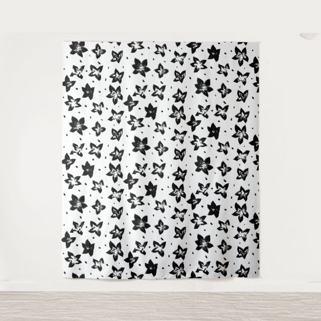 Rekonstruiertes Blumenmuster - Achromatische Goth Wandteppich (Vorderseite)