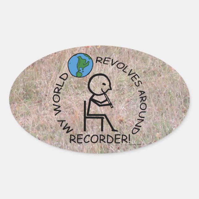 Rekorder - World Revolves rund um Oval Sticker (Vorderseite)