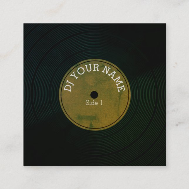 Rekordplattenvinylmusikalische Abdeckung Quadratische Visitenkarte (Vorderseite)