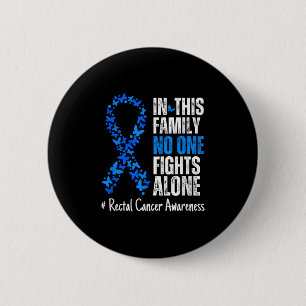 Rektal Cancer Awareness Month Blue Ribbon Butterfl Button