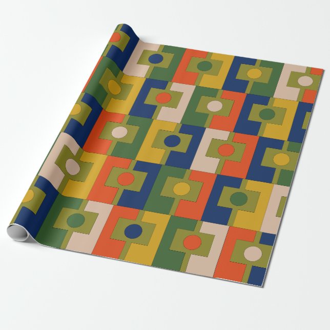 Rektangel Mid Century Modernes geometrisches Muste Geschenkpapier (Ungerollt)