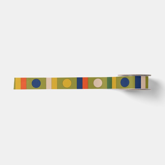 Rektangel Mid Century Modernes geometrisches Muste Satinband (Vorderseite)