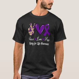 Relais for Life Awareness Peace Liebe Hope Lila Ri T-Shirt