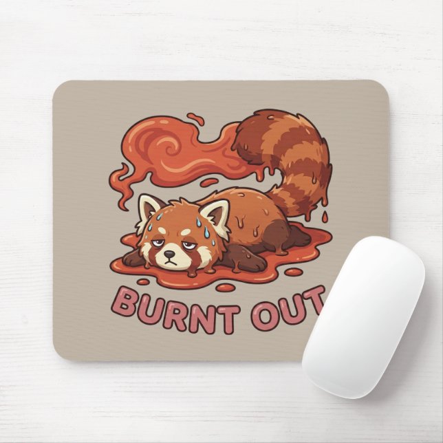 Relatable "Burnt Out" Red Panda – Cute Melted Aest Mousepad (Mit Mouse)