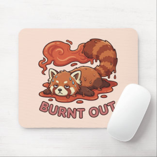 Relatable "Burnt Out" Red Panda – Cute Melted Aest Mousepad