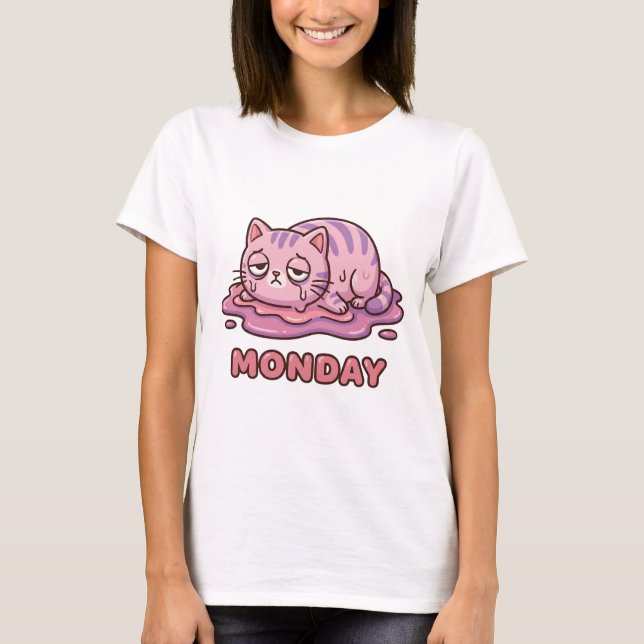 Relatable "I Hate Mondays" Melting Kitty T-Shirt (Vorderseite)