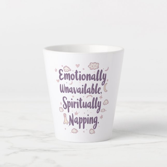Relatable Self Care and Tired Quote Milchtasse (Vorderseite)