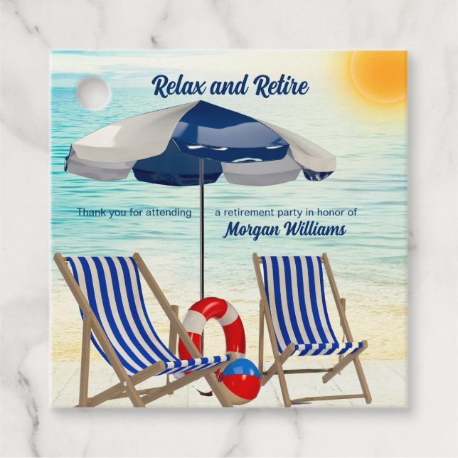 Relax and Retire Tropical Beach Chair Retirement Geschenkanhänger (Vorderseite)