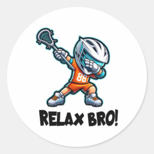 Relax Bro Dabbing Lacrosse Player Funny Lax Graphi Runder Aufkleber