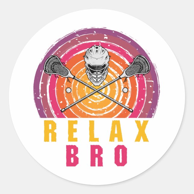 Relax Bro Lacrosse Runder Aufkleber (Vorderseite)