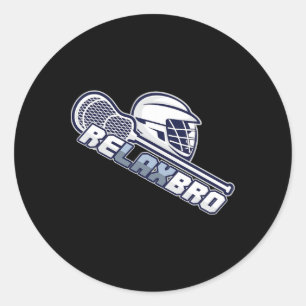Relax Bro Lax Stick Lacrosse Player Runder Aufkleber