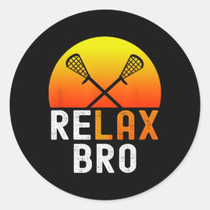 Relax Bro Stick Funny Lacrosse Player Game Runder Aufkleber