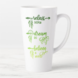 Relax, Dream, Believe, Green Ombre Boho Latte Mug Milchtasse