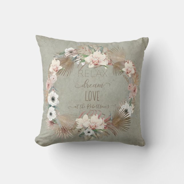 Relax Dream Liebe Floral Beach Palm Kissen (Vorderseite)