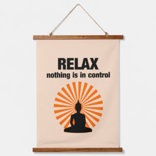 Relax Funny Buddha Zitat Wandteppich Mit Holzrahmen