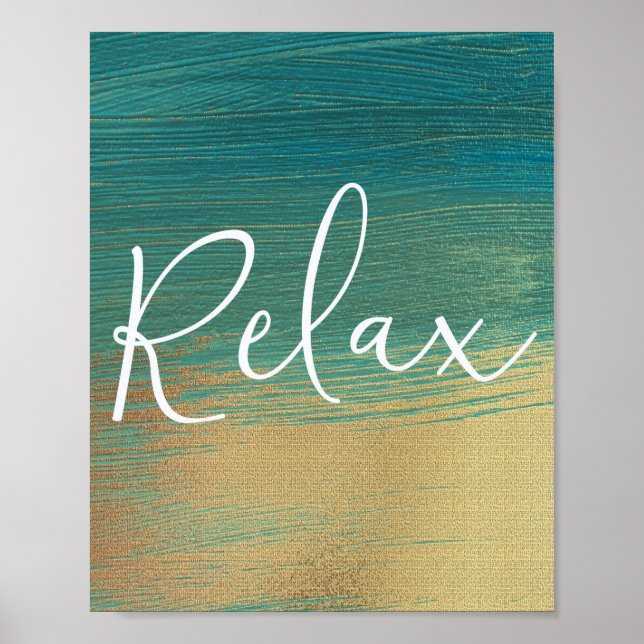 Relax Green Gold Scripture Bathroom wall poster (Vorne)