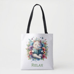„Relax“-Katze-Lesetasche Tasche