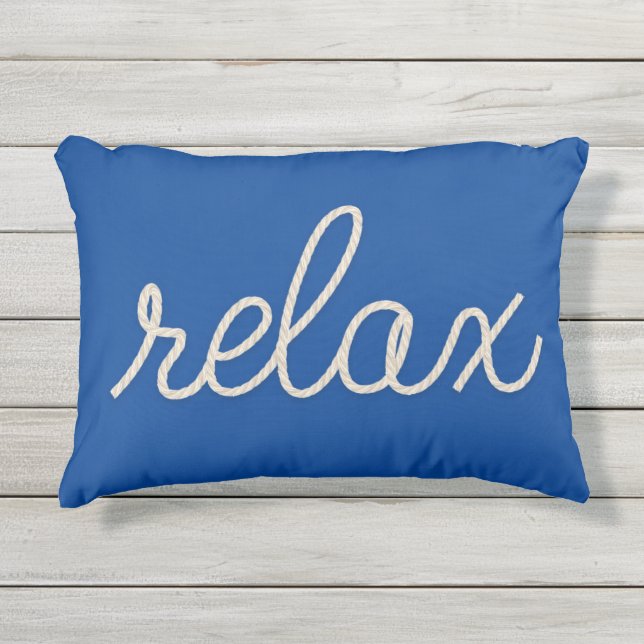 Relax nautical rope Wort auf blau Kissen Für Draußen (Vorderseite)