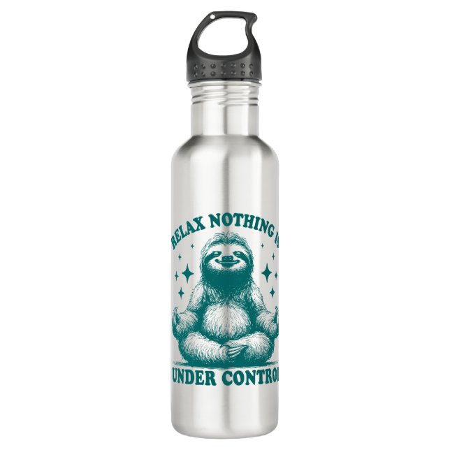 Relax Nothing Is Under Control Sloth Yoga Edelstahlflasche (Vorderseite)