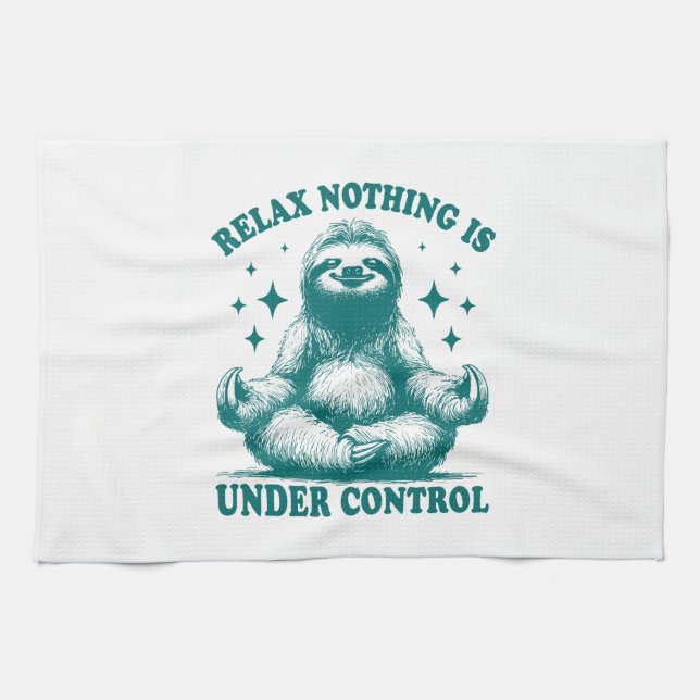 Relax Nothing Is Under Control Sloth Yoga Geschirrtuch (Horizontal)
