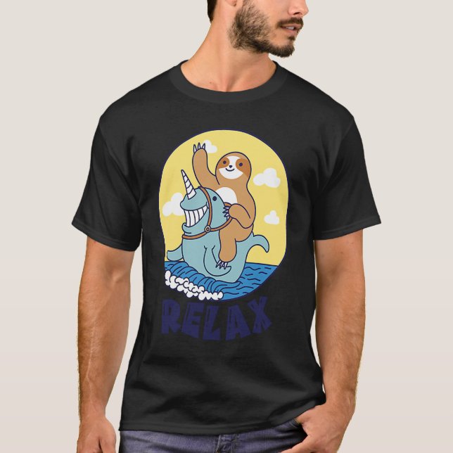 Relax Sloth riding a narwhal Cute Ocean Creature S T-Shirt (Vorderseite)