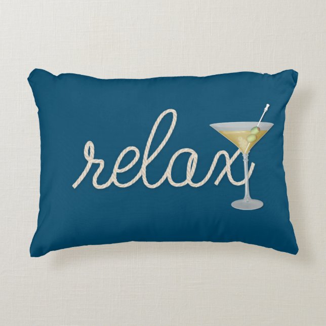 Relax Text Segel mit Martini Dekokissen (Vorderseite)