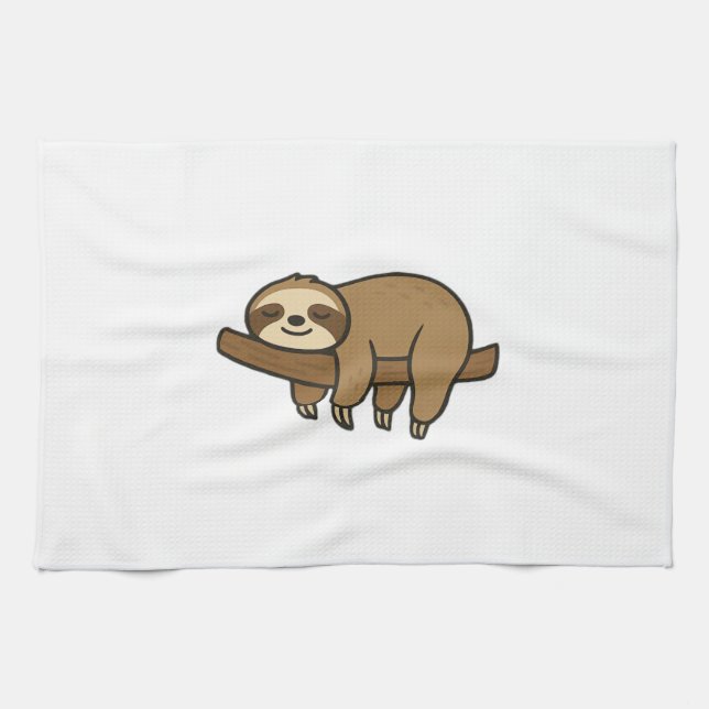 Relaxed Sloth on Branch Retro Logo Classic T-Shirt Geschirrtuch (Horizontal)