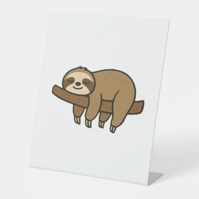 Relaxed Sloth on Branch Retro Logo Classic T-Shirt Sockelschild (Vorderseite)