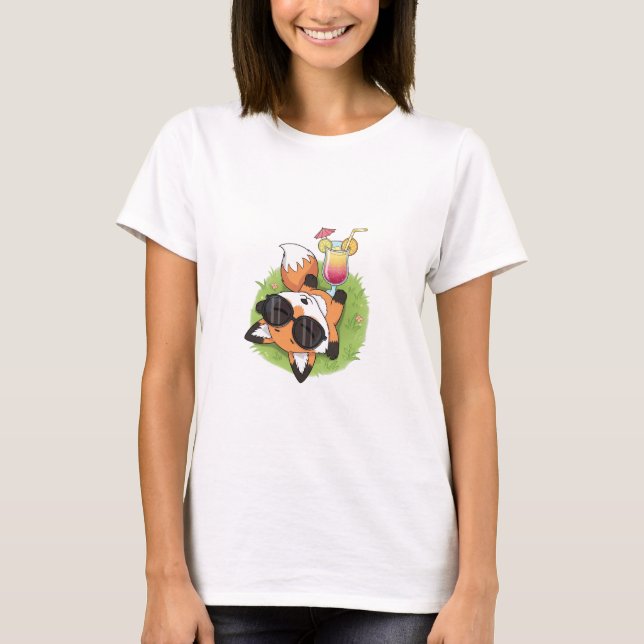Relaxed Summer Fox Wearing Sunglasses T-Shirt (Vorderseite)