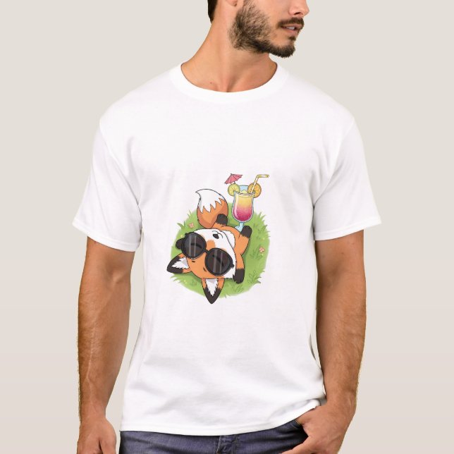 Relaxed Summer Fox Wearing Sunglasses T-Shirt (Vorderseite)